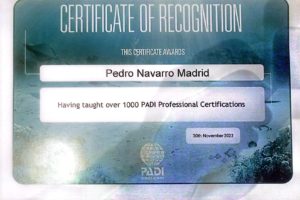 Reconocimiento PADI Awards a Pedro Navarro